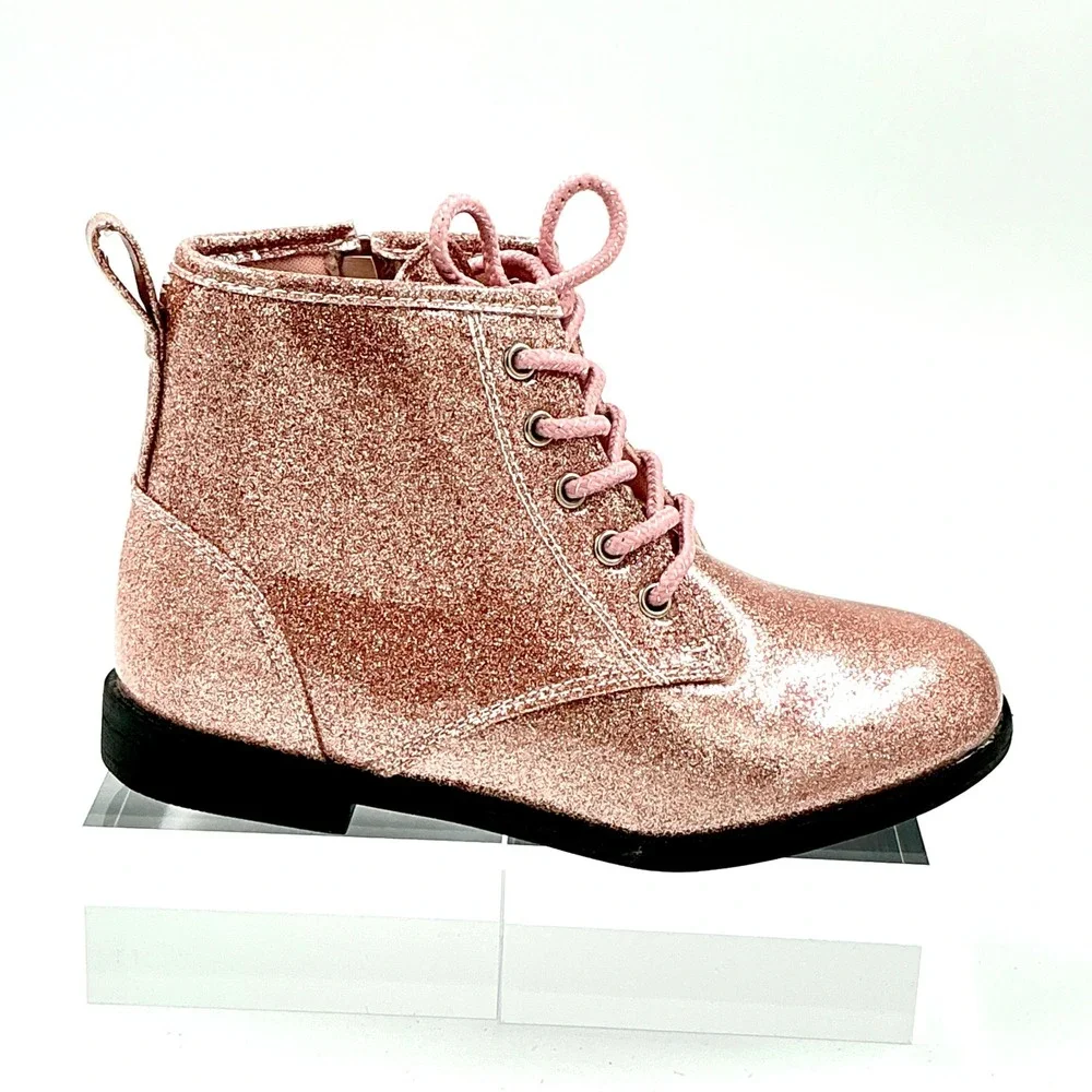 Lucky Brand Girls Size 3 Boots Pink Glitter Zip NEW Kristen Little Kid $55